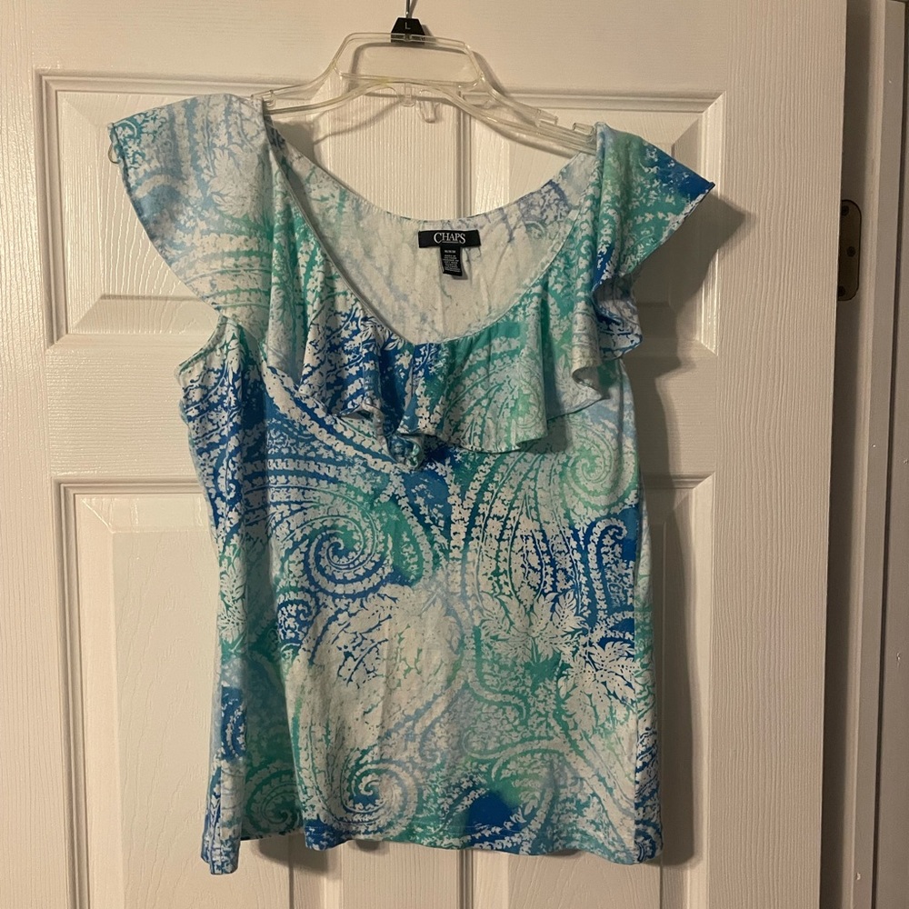 Chaps Paisley Ruffle Detail Summer Top